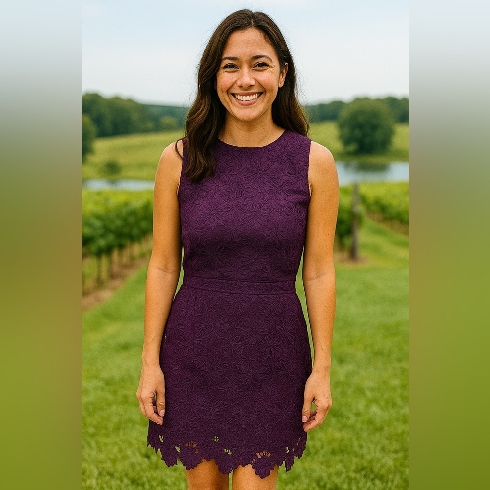 Gorgeous Aubergine Lace Sheath Midi Dress by LOFT size 4